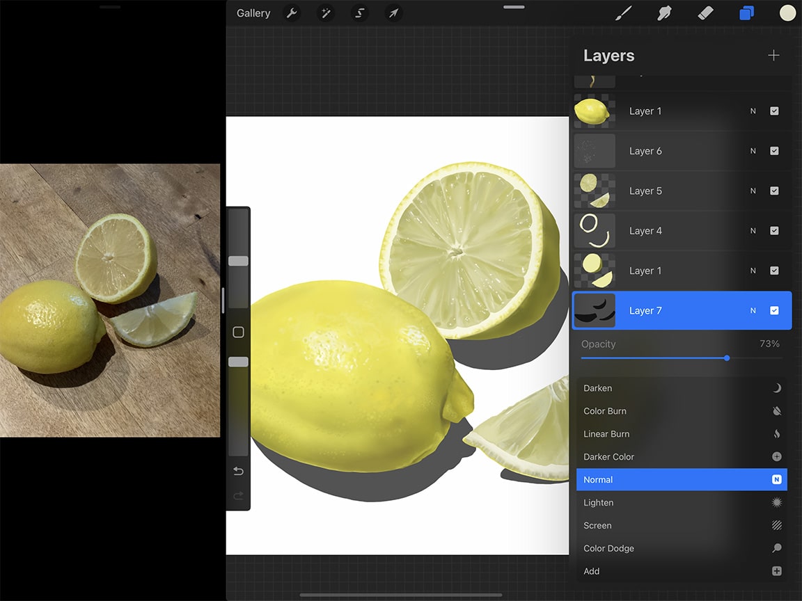 How to Draw a Lemon: Adjusting opacity is a useful tool when drawing digitally