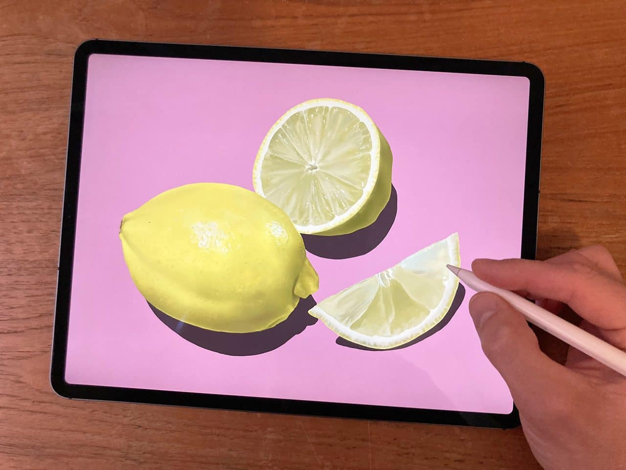 Learn the process of creating a digital lemon drawing with Procreate on iPad Pro