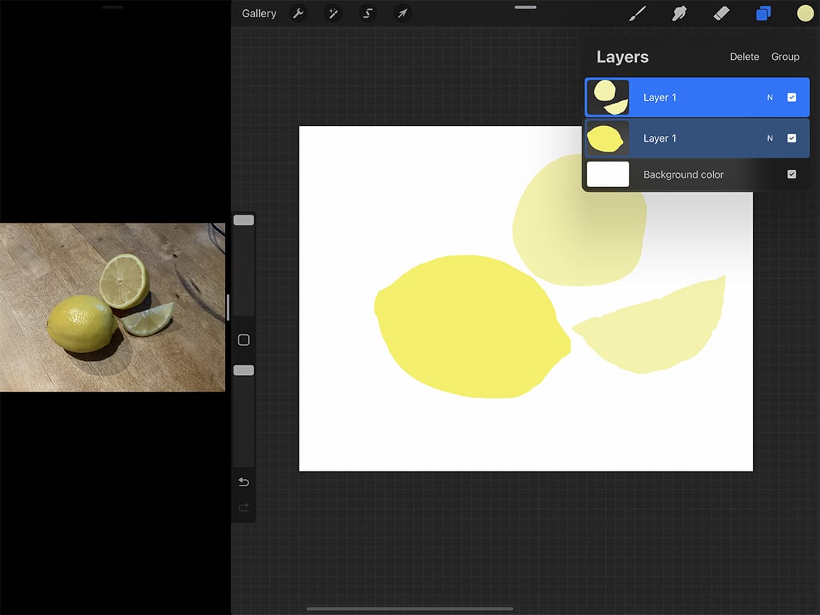 Blocking out your colours is a good way to start your digital lemon drawing
