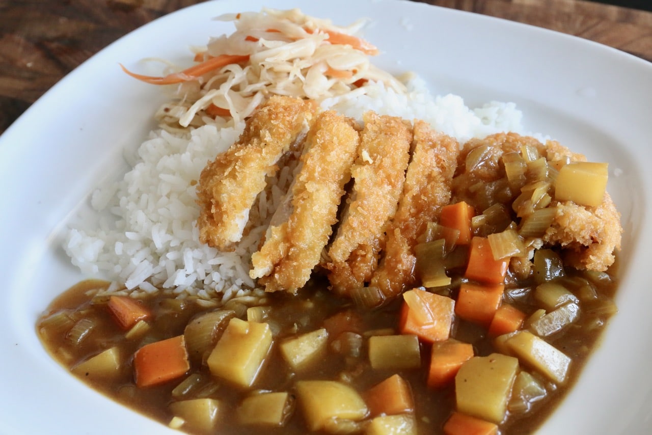 Curry Katsu sauce features Japanese gravy with carrots, onions and potato.
