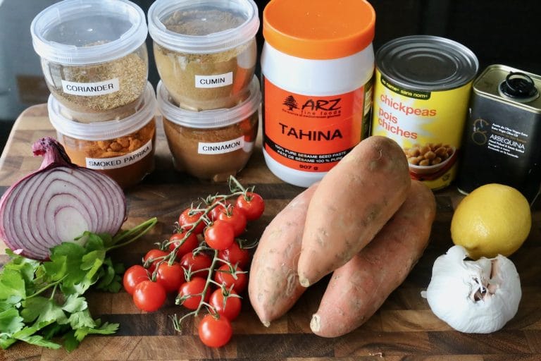 Lebanese Baked Vegan Tahini Sweet Potatoes Recipe - dobbernationLOVES