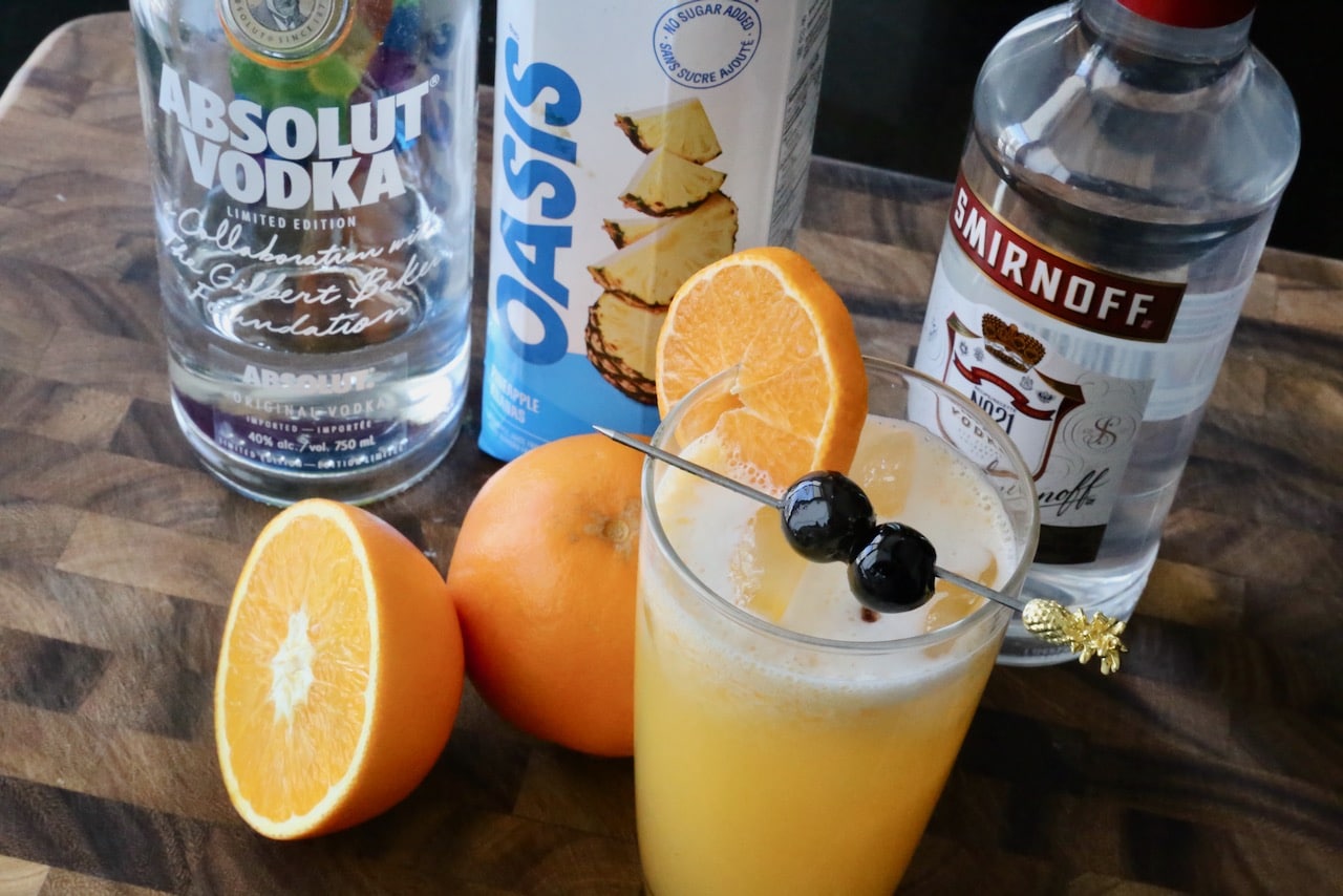 We love making a Pineapple Screwdriver with Absolut or Smirnoff vodka.