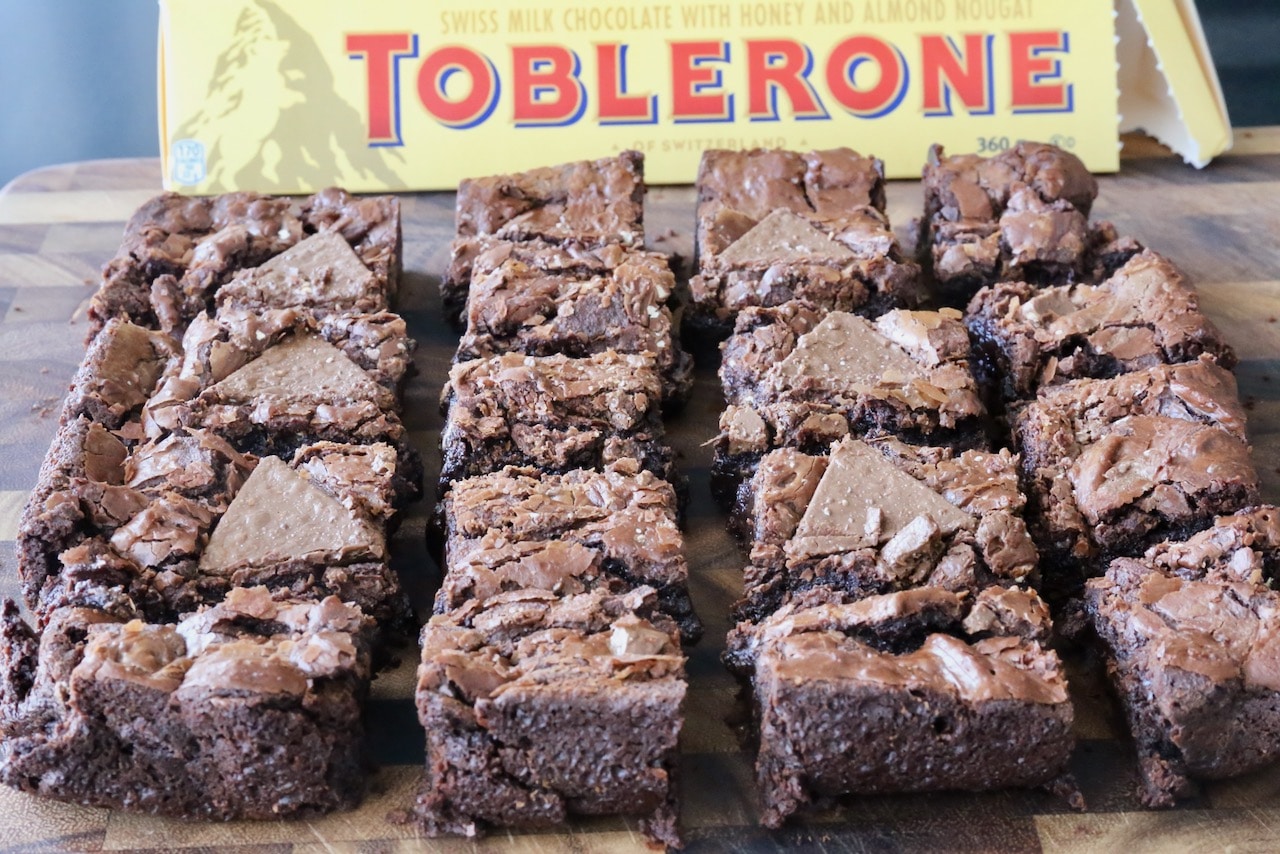 Toblerone Brownies are the perfect addition to a festive holiday Christmas dessert table.