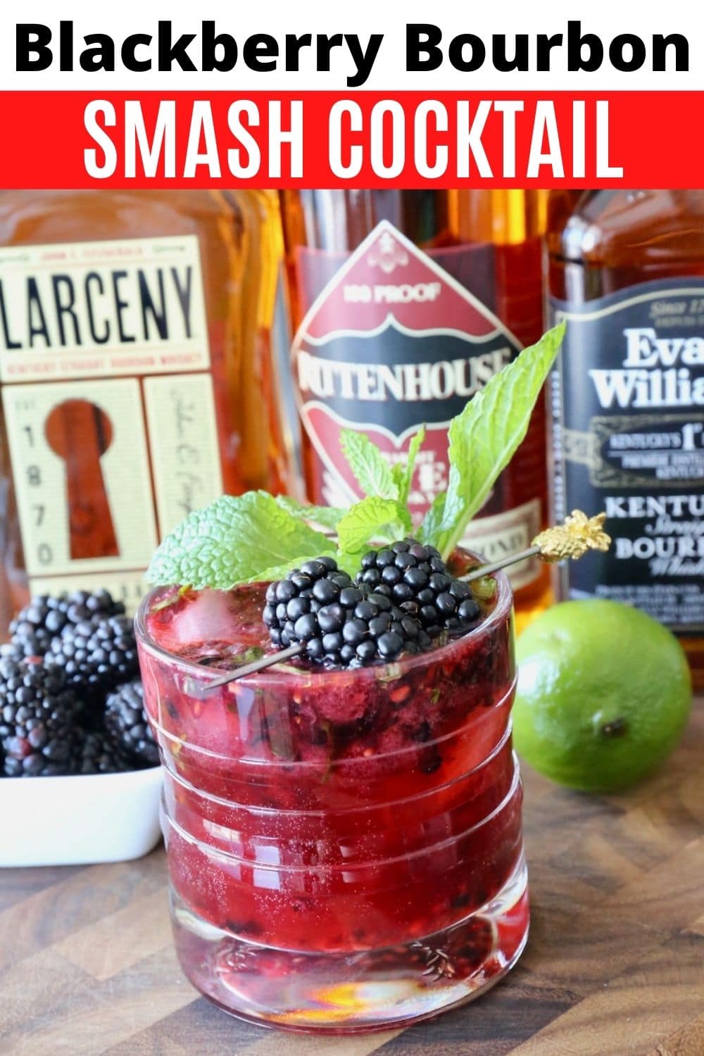 Blackberry Bourbon Whiskey Smash Cocktail Drink Recipe