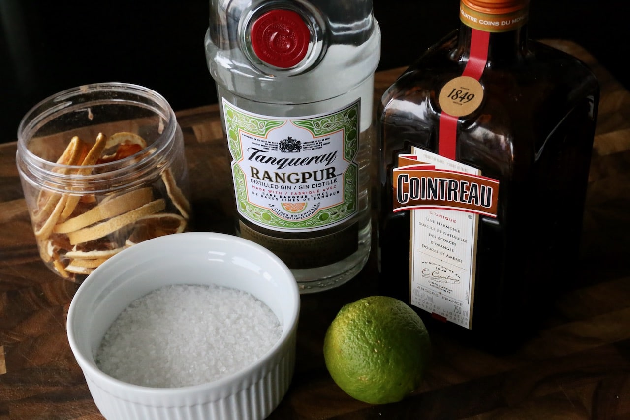 Traditional Gin Margarita Cocktail recipe ingredients.