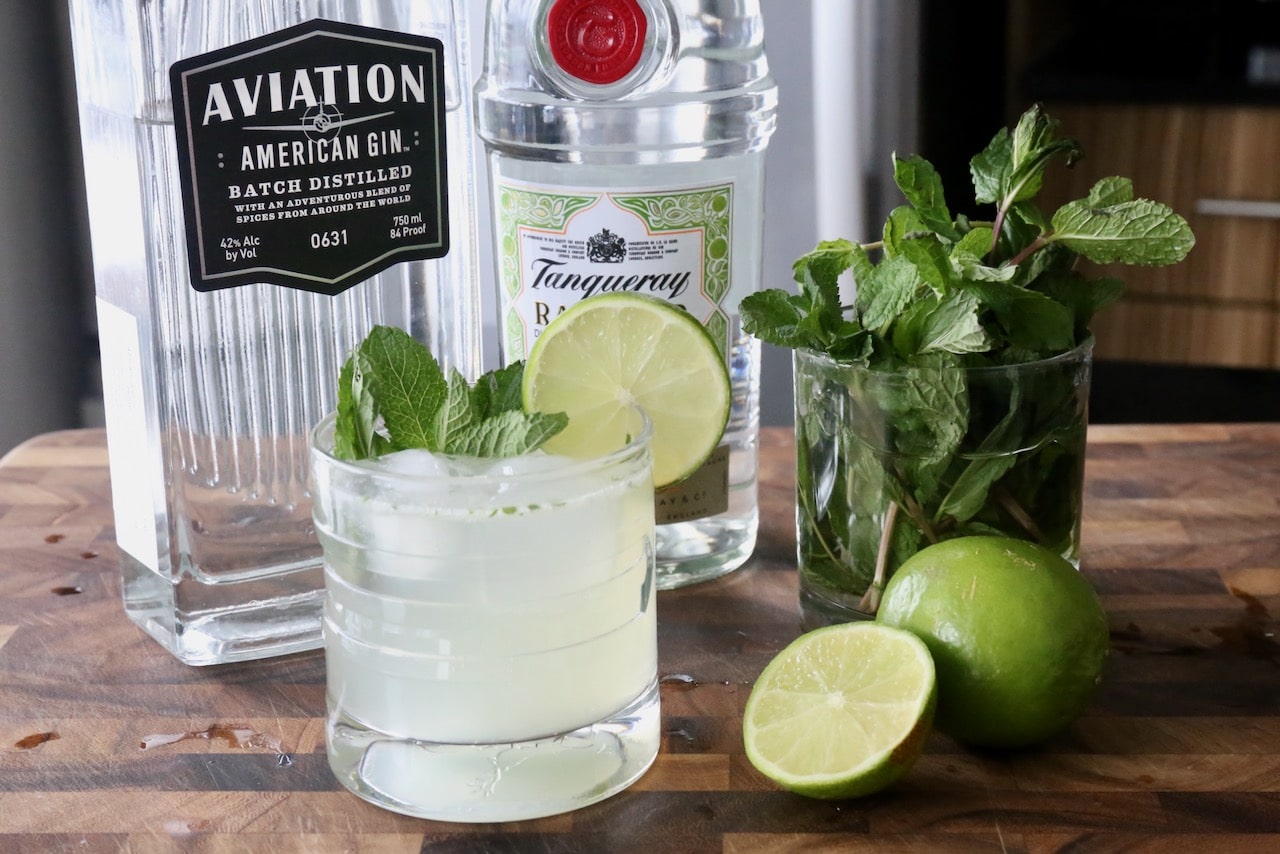 We like making this Gin Mojito recipe with Aviation or Tanqueray. 