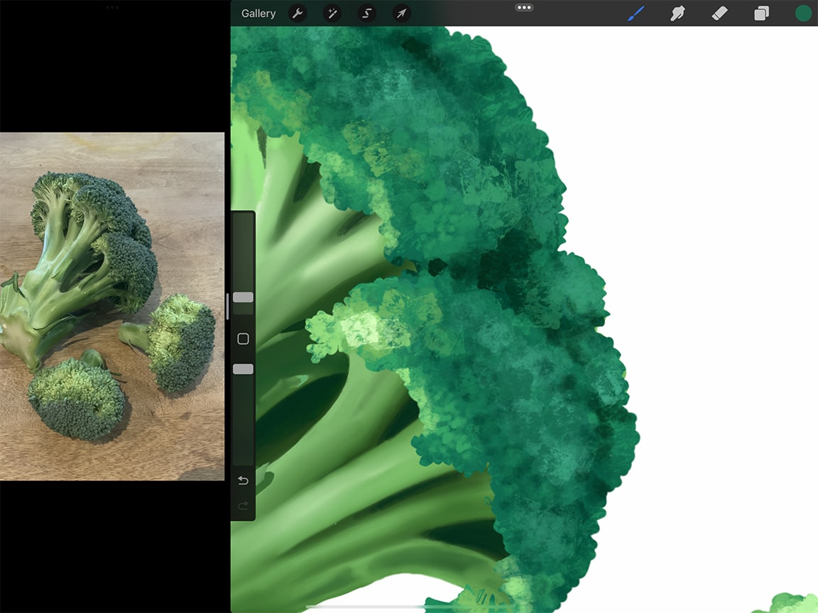 How to Draw Broccoli: Create the effect of tiny details my experimenting with different brushes