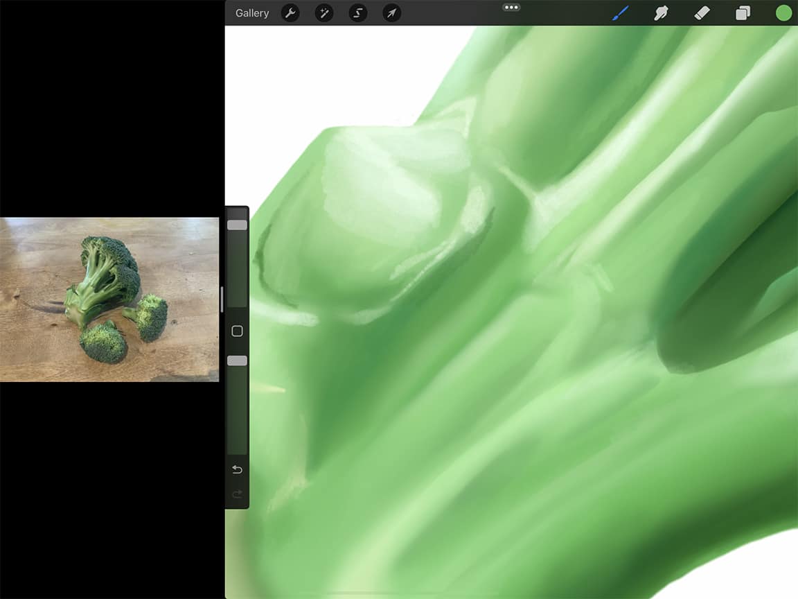 How to Draw Broccoli: Repeat a process of painting and blending to create your gradients