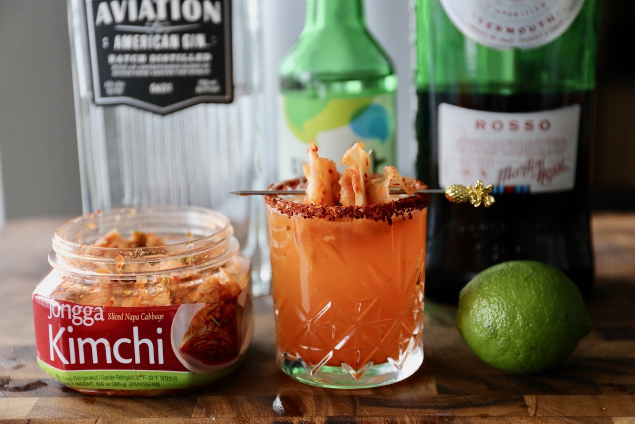 Decorate the rim of your Soju Cocktail with lime and gochugaru.