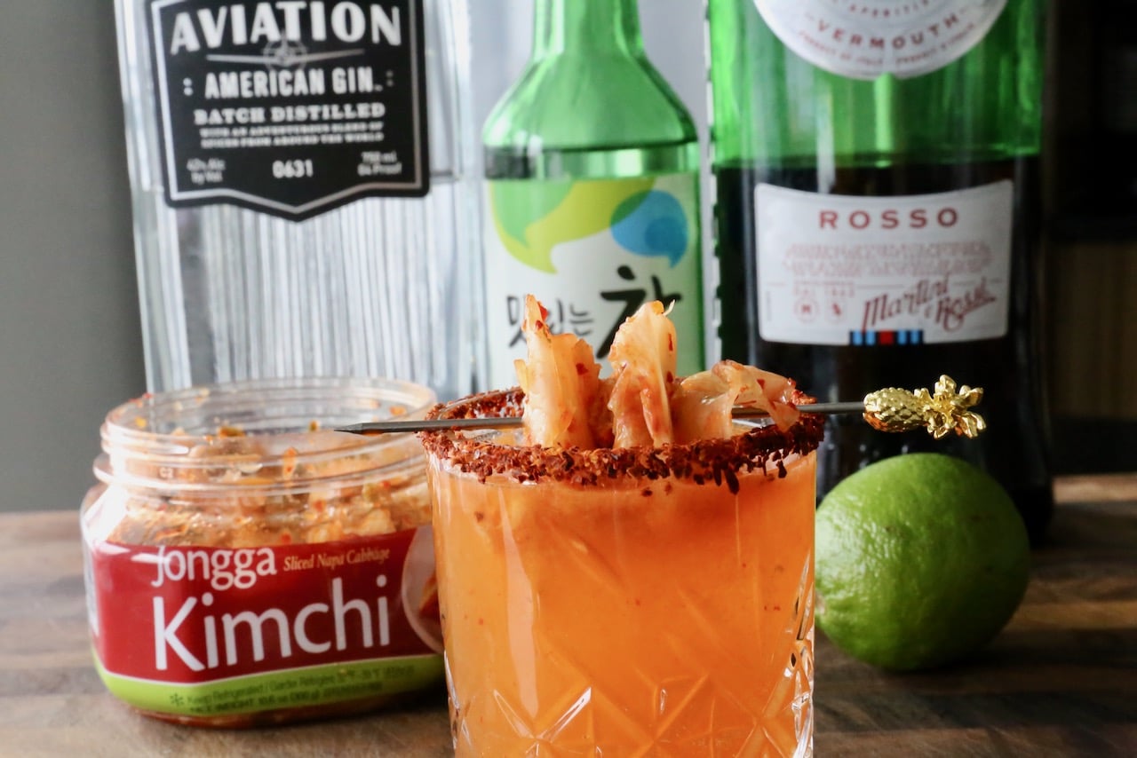 This Soju cocktail is our favourite boozy kimchi drink to make at home.