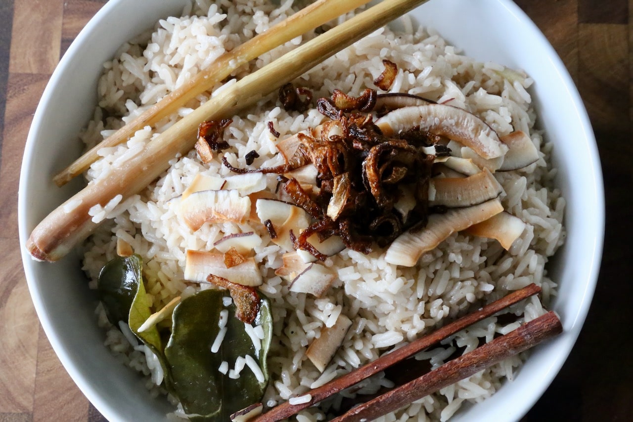 This easy Nasi Uduk recipe is the perfect side dish to serve at an Indonesian feast.