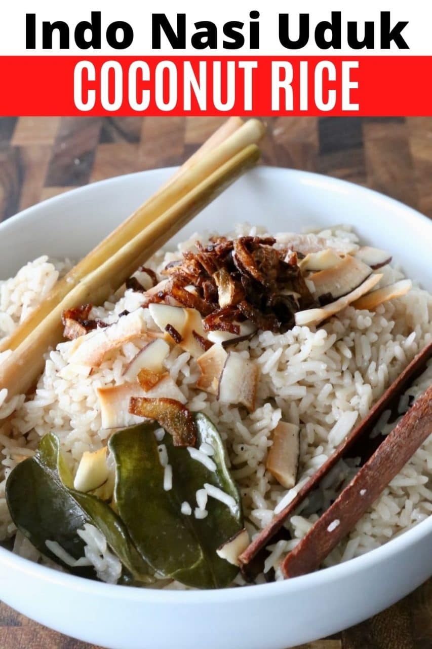 Save our traditional Nasi Uduk Indonesian Coconut Rice recipe to Pinterest!