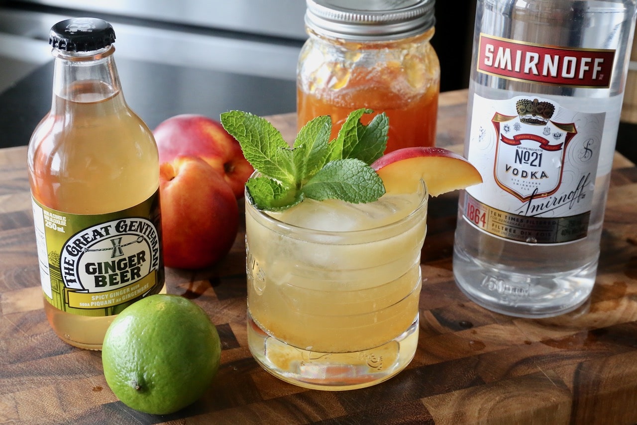 The Peach Mule is a refreshing vodka cocktail best served in the summer during stone fruit season.