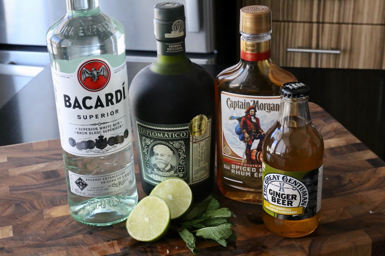 Traditional Rum Mule Cocktail recipe ingredients.