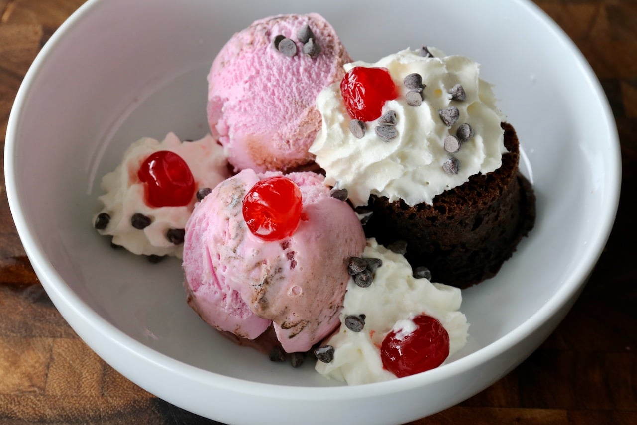 This easy sundae recipe features scoops of Chapman's Cherry Chocolate Ice Cream flavour. 