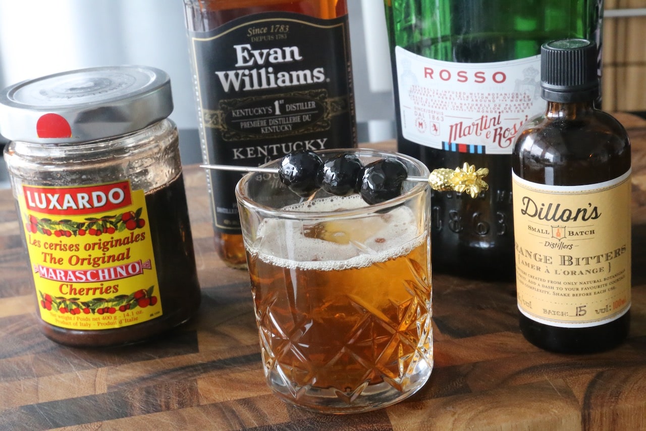 Bourbon Manhattan Cocktail Photo Image.