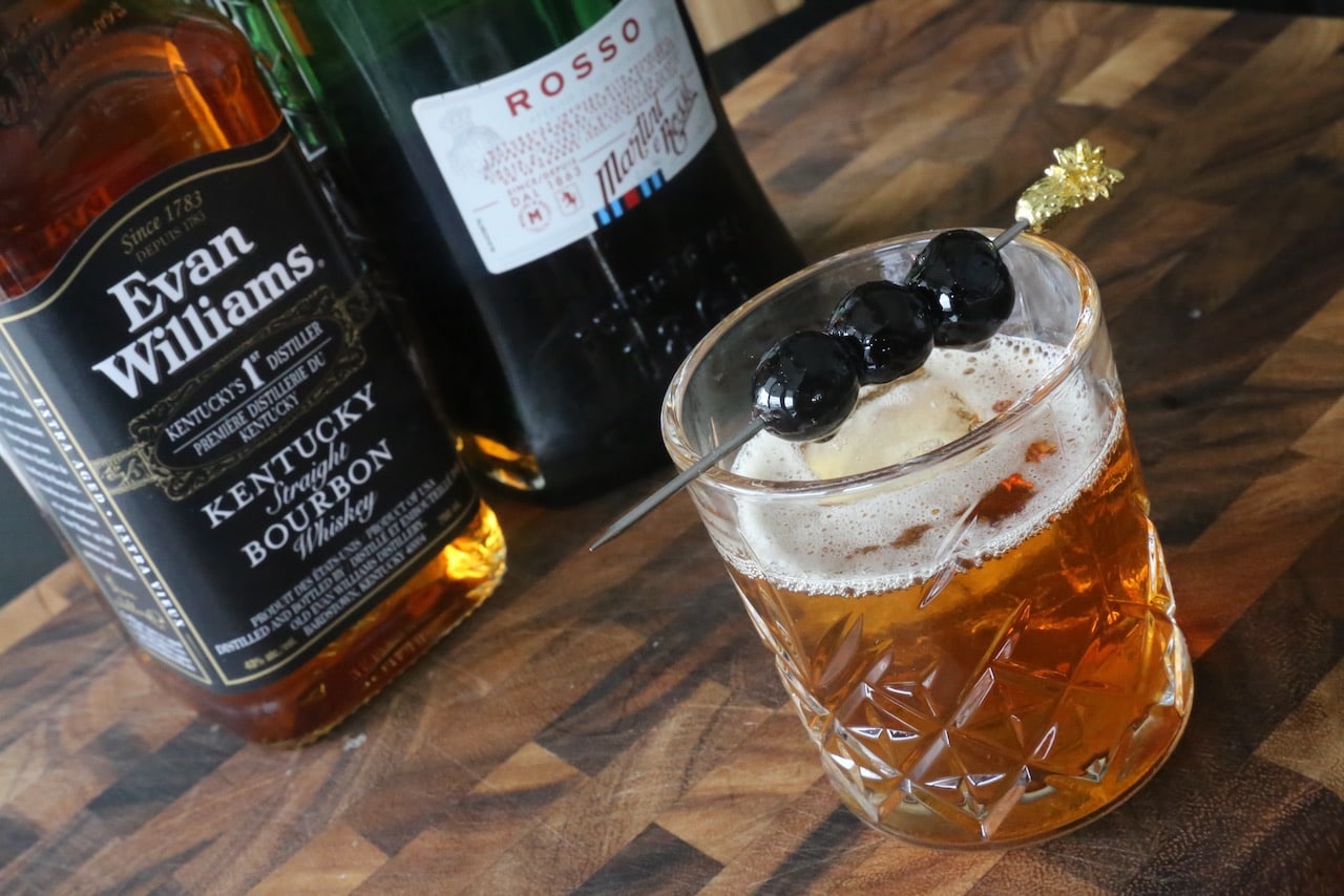 This Manhattan recipe is unique in that it is made with American bourbon whisky. 