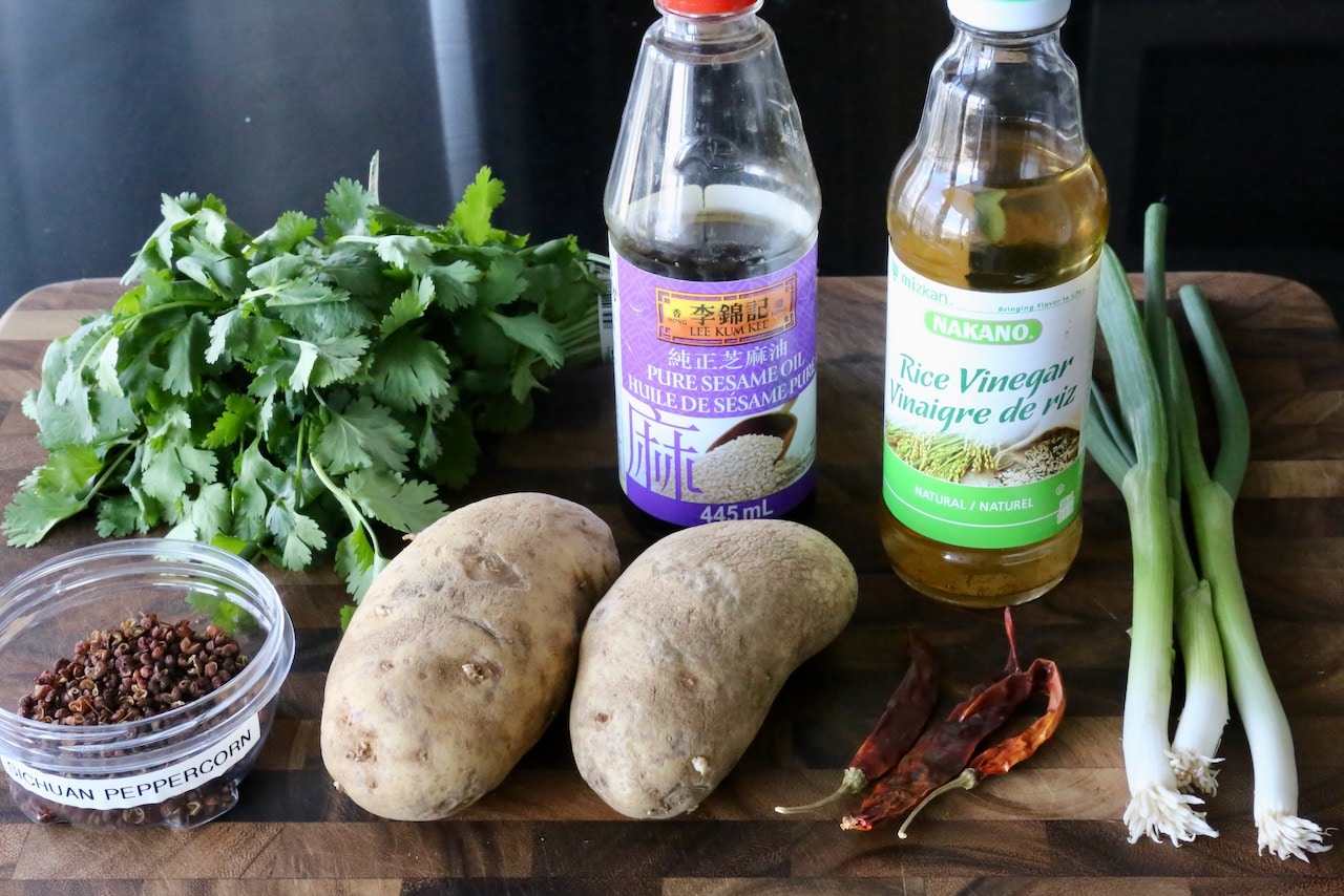Authentic Chinese Potato Salad recipe ingredients.