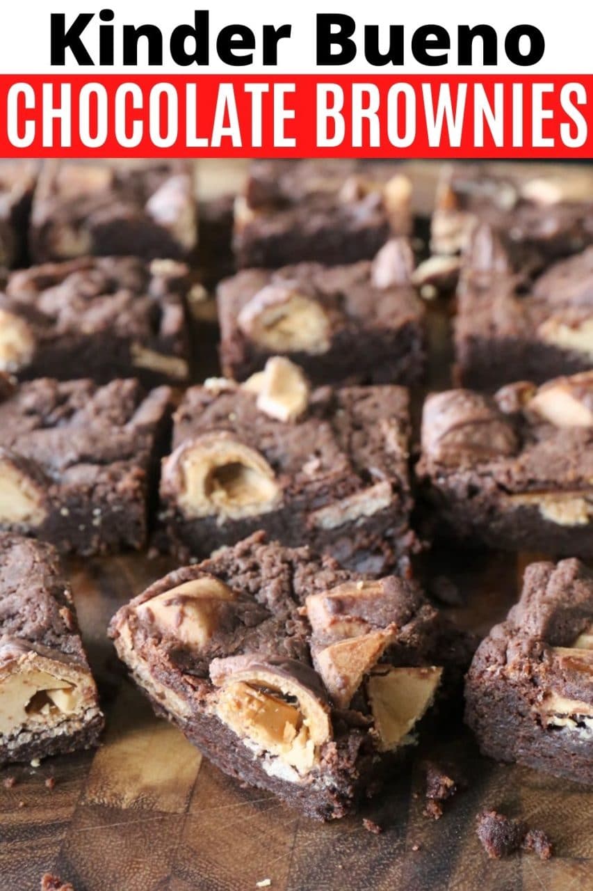 Save our easy Kinder Bueno Brownie recipe to Pinterest!