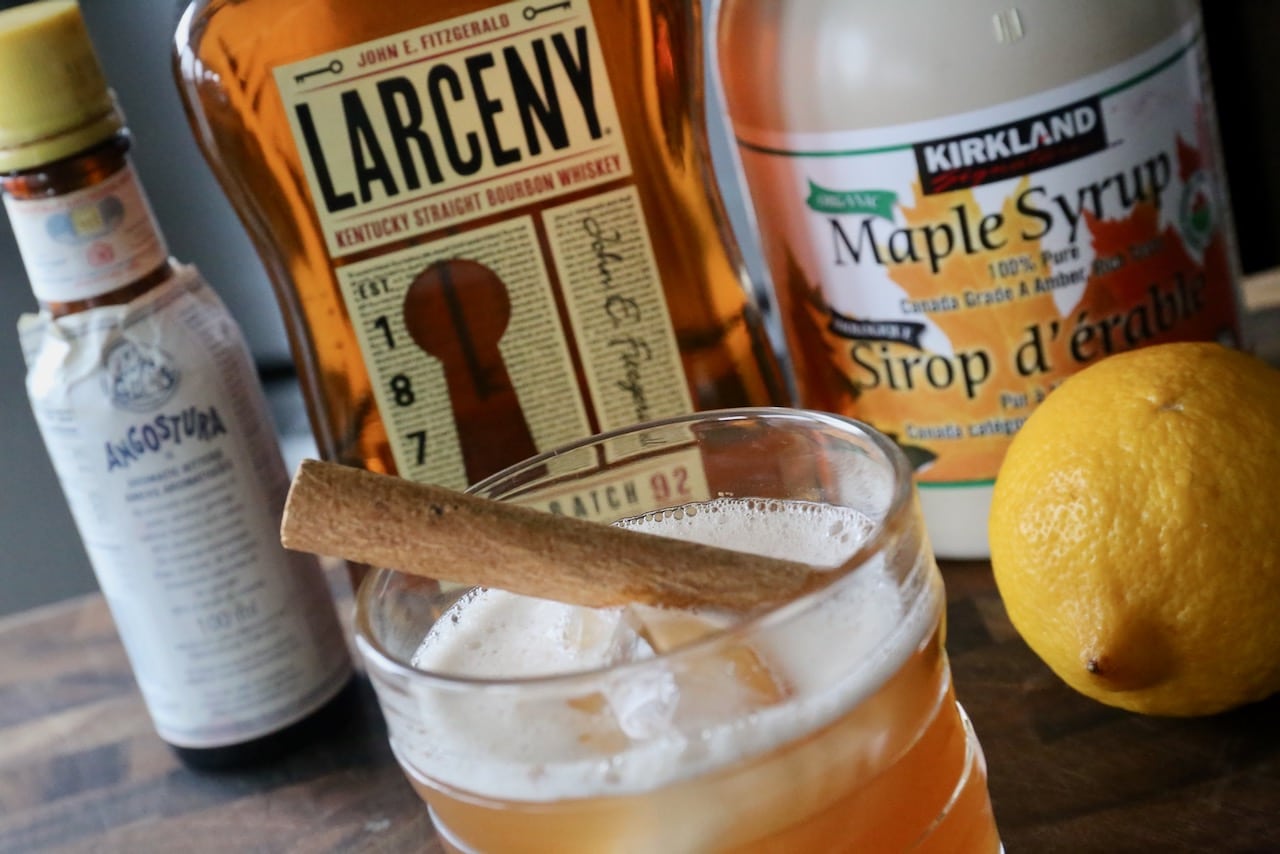 Maple Bourbon Sour Whiskey Cocktail Drink Recipe