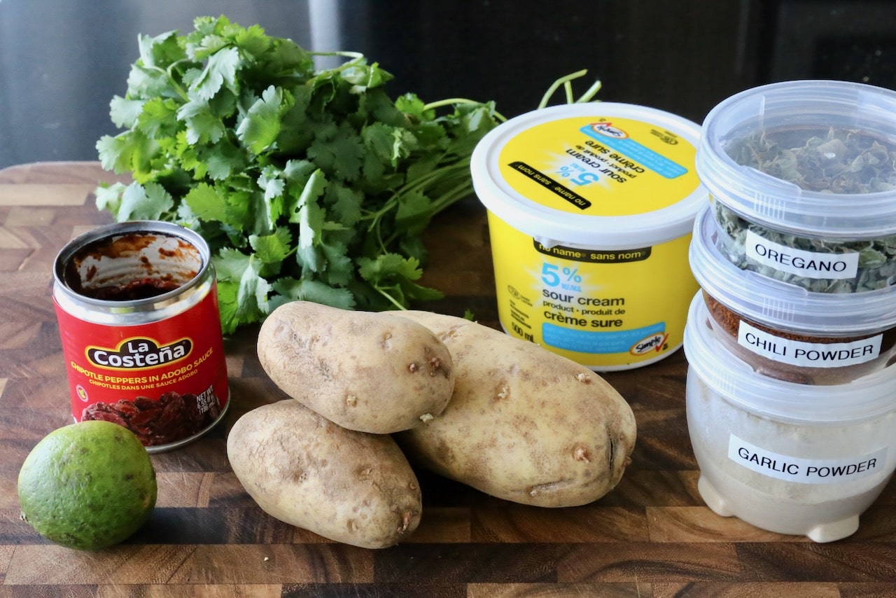 Traditional Mexican Potato recipe ingredients.