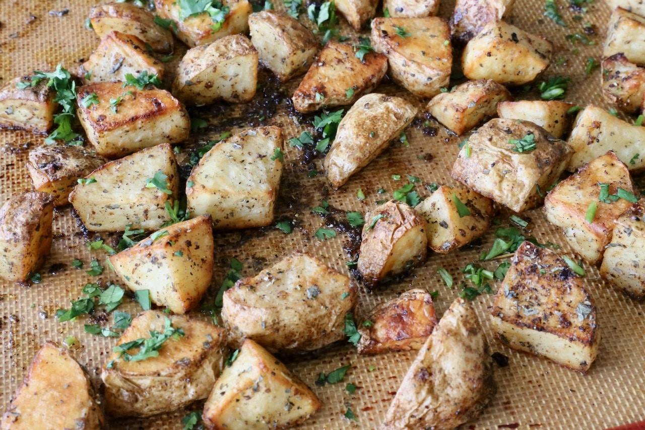 Toss Mexican Potatoes in chopped cilantro. 