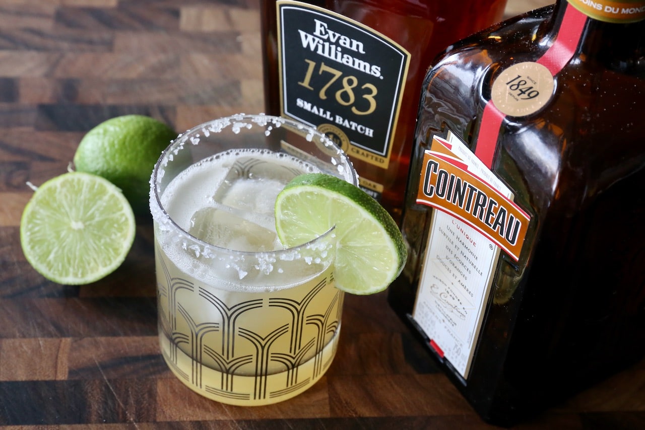 This Whiskey Margarita cocktail is sweetened with agave syrup.