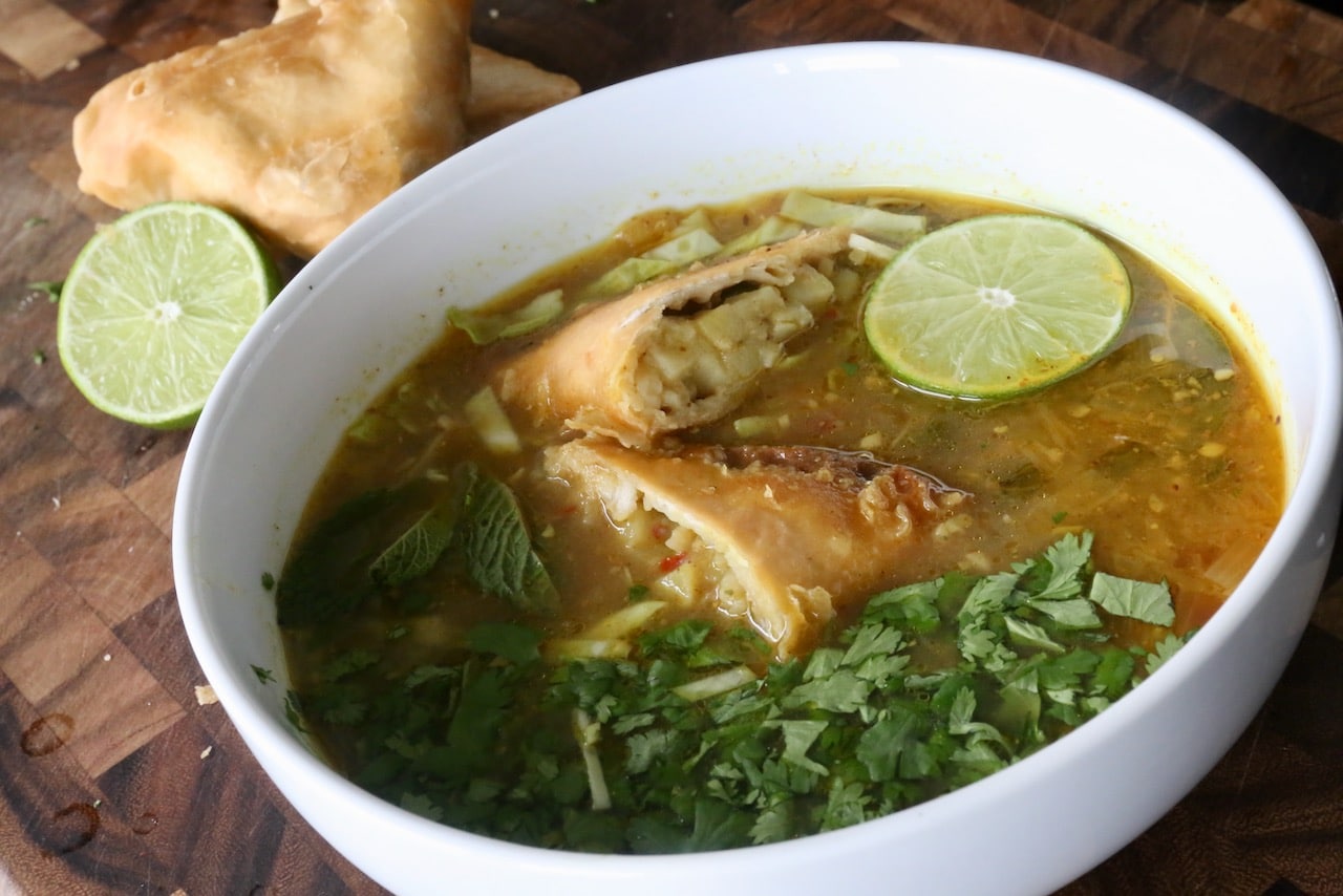 Samusa Burmese Samosa Soup Photo Image.