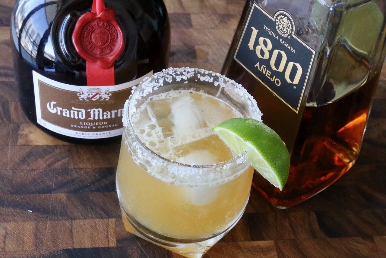 A classic Grand Marnier Margarita colour gets its colour from gold coloured Anejo or Reposado tequila.