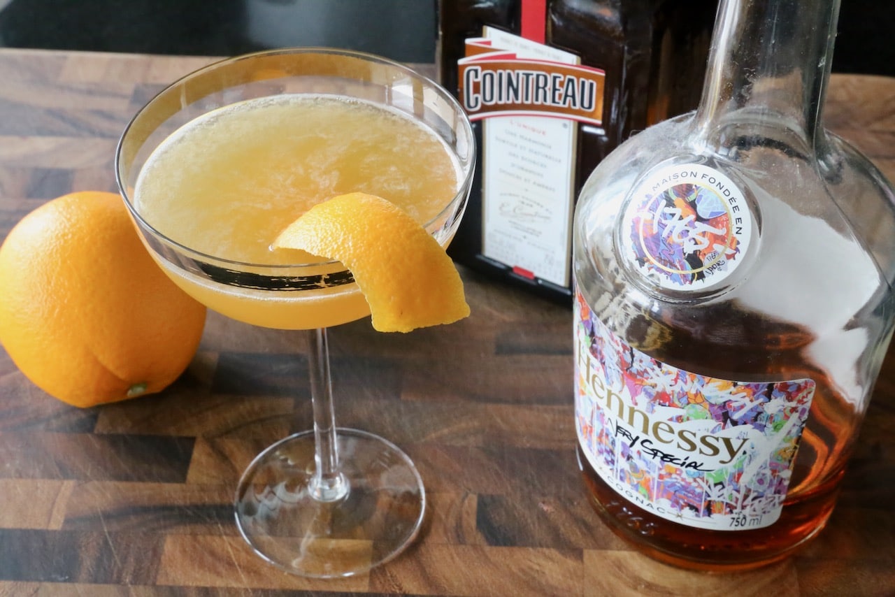 This Hennessy Sidecar recipe features cognac, Cointreau, and lemon juice. 