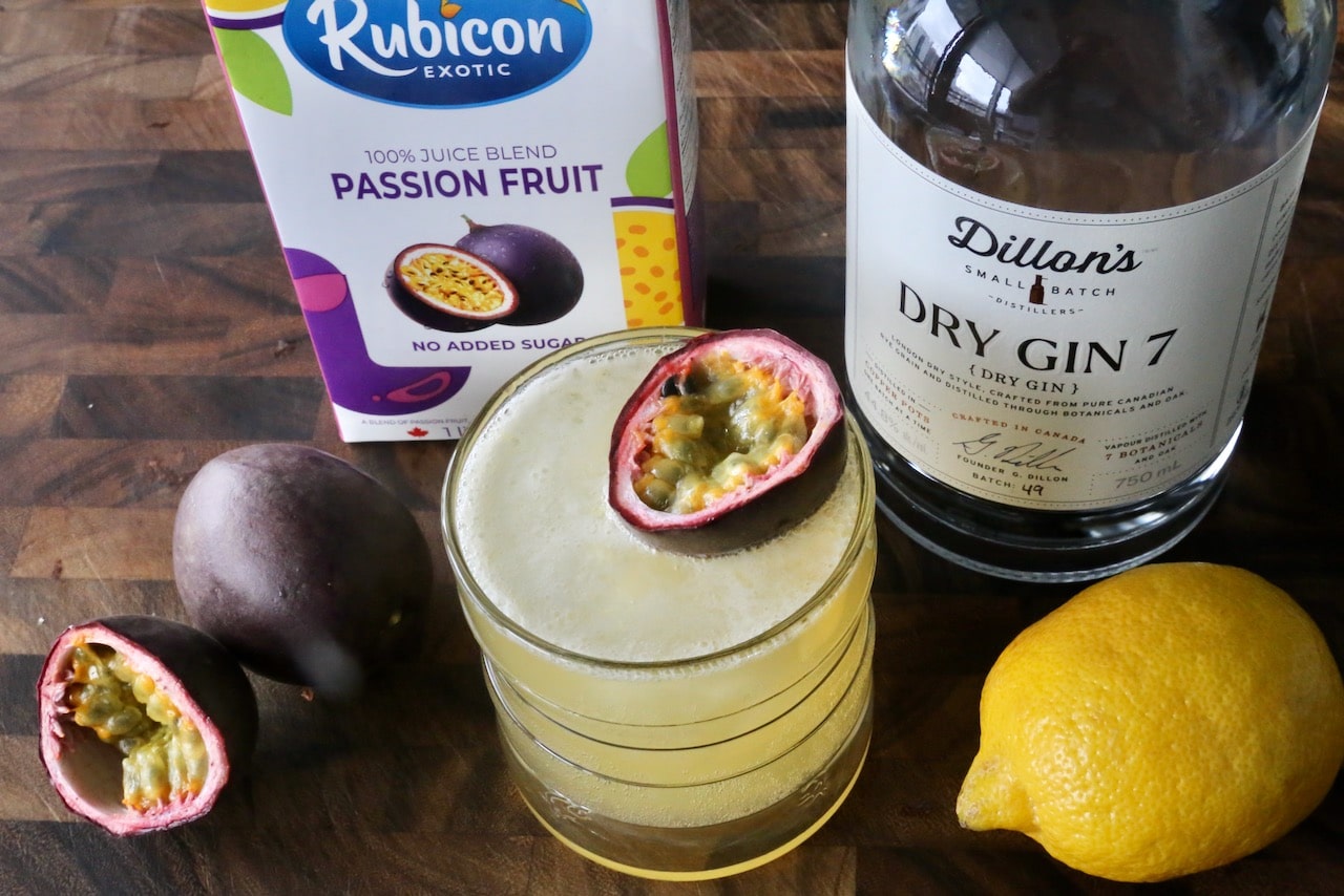 This easy Passion Fruit Cocktail is made with premium gin.