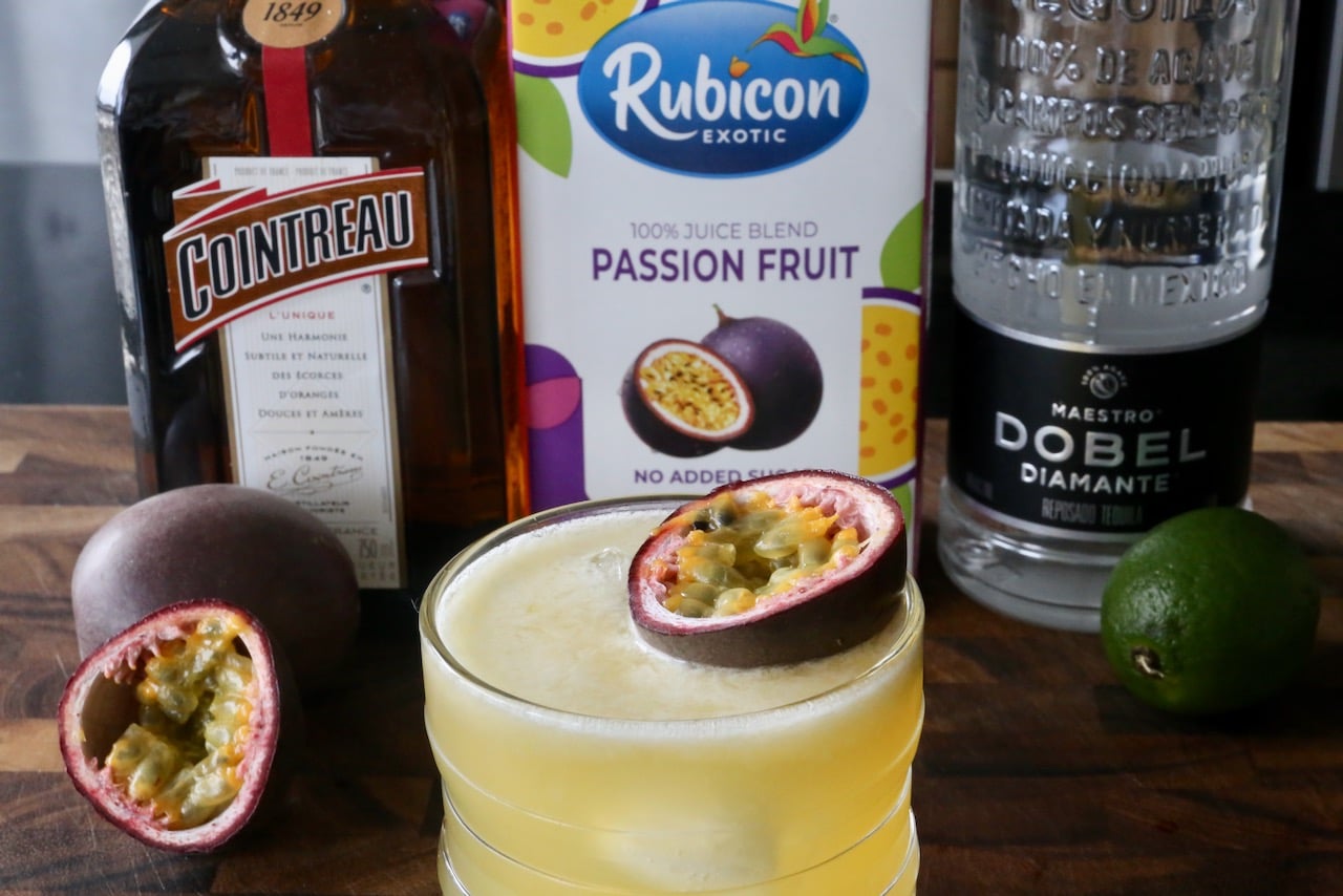 This Mexican cocktail is flavoured with fresh lemon and passion fruit juice.