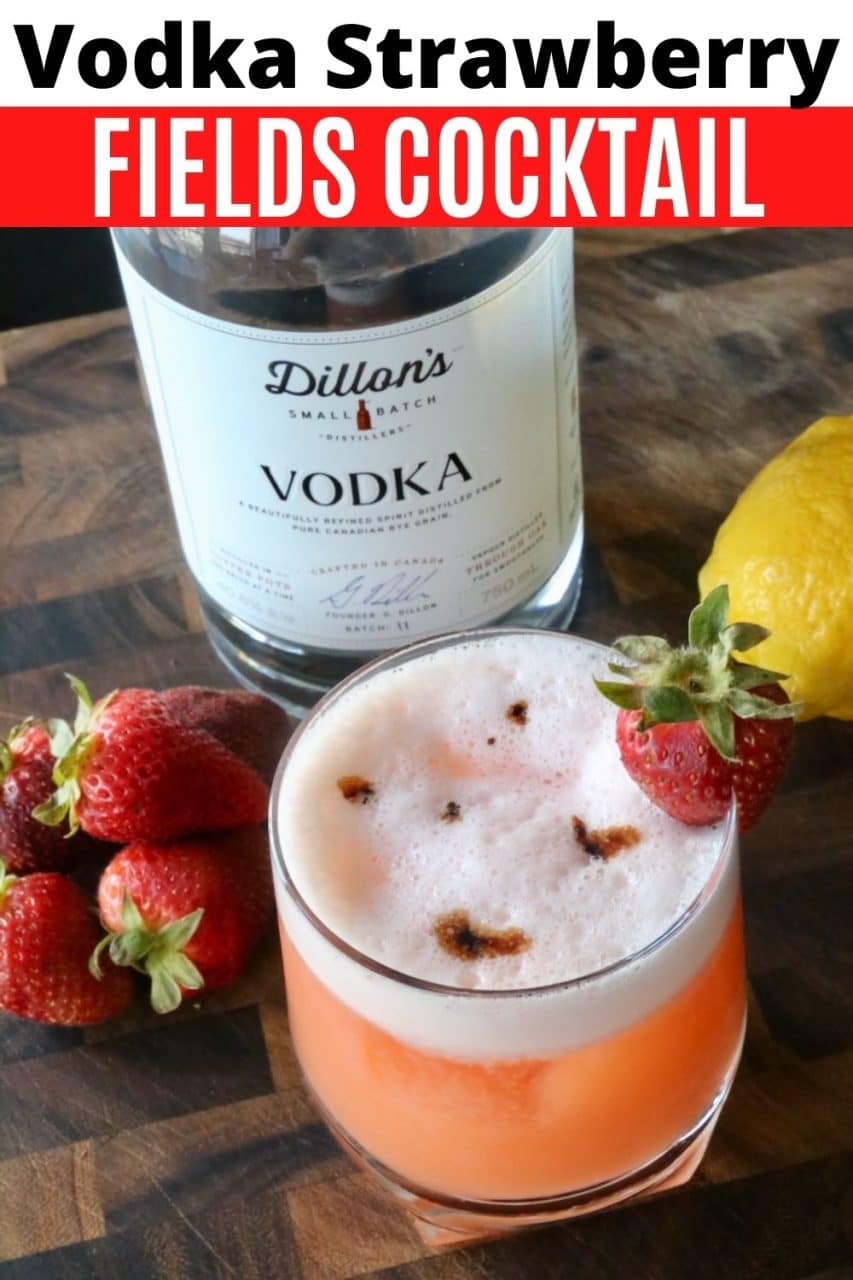 Save our Strawberry Fields Cocktail recipe to Pinterest!