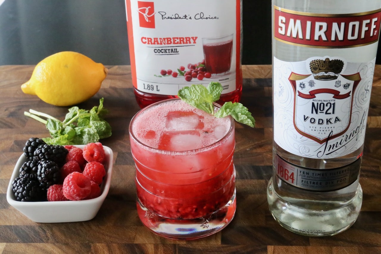Our refreshing Vodka Spritzer features cranberry cocktail, lemon juice, berries and sparkling soda. 
