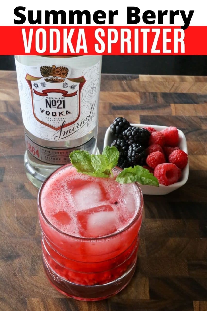 Save our Raspberry & Blackberry Vodka Spritzer Cocktail recipe to Pinterest!
