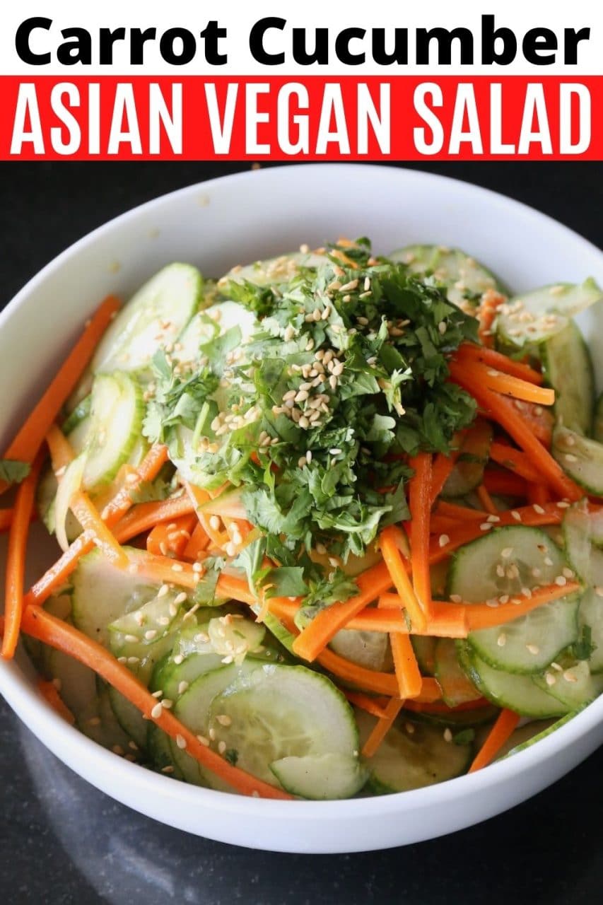 Save our Vegan Asian Cucumber Carrot Salad recipe to Pinterest!