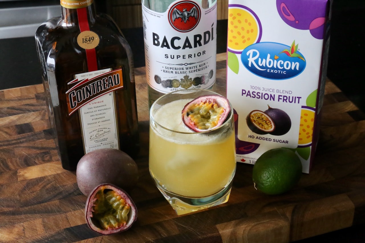 We make this Passion Fruit Daiquiri with Bacardi white rum.