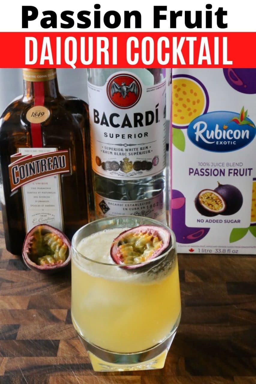 Save our Passion Fruit Daiquiri Rum Cocktail recipe to Pinterest!