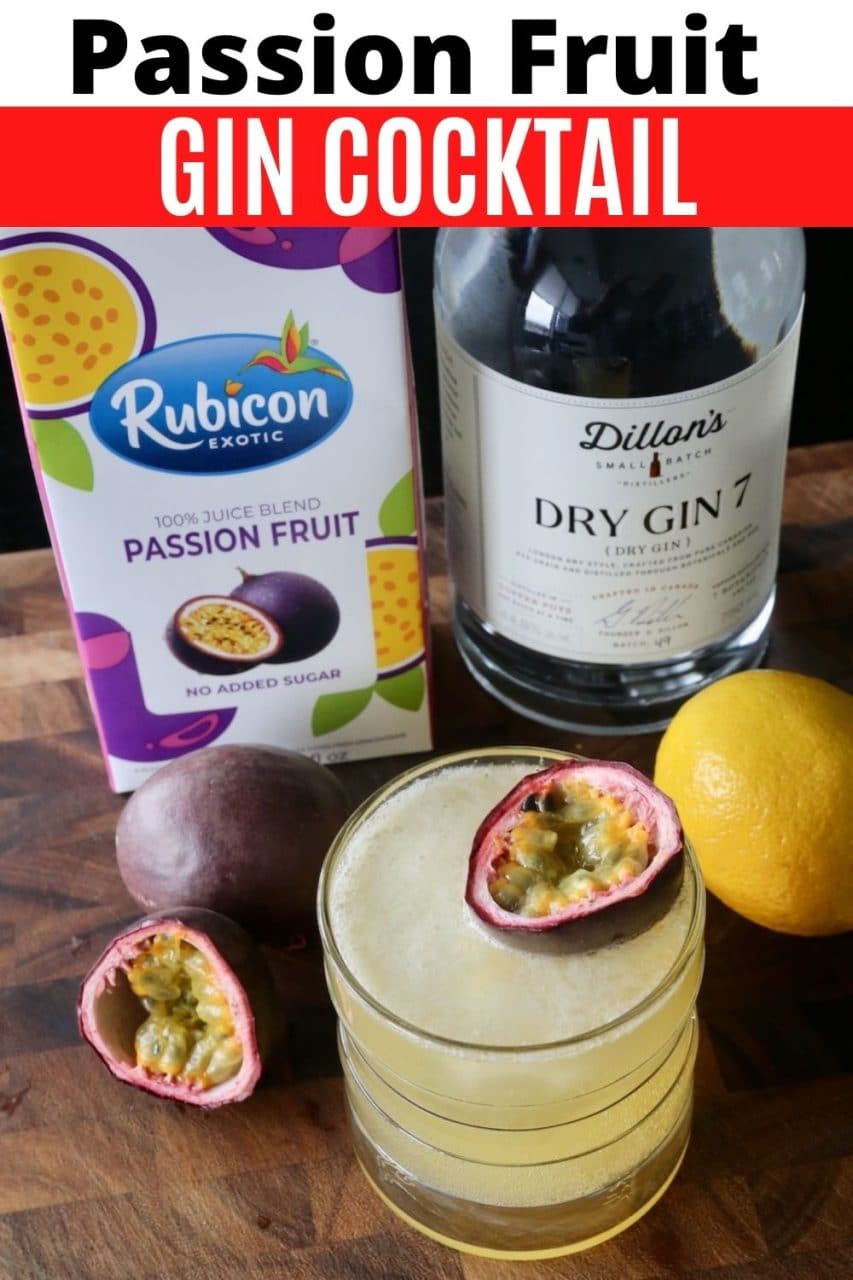 Save our Passion Fruit Gin Cocktail recipe to Pinterest!