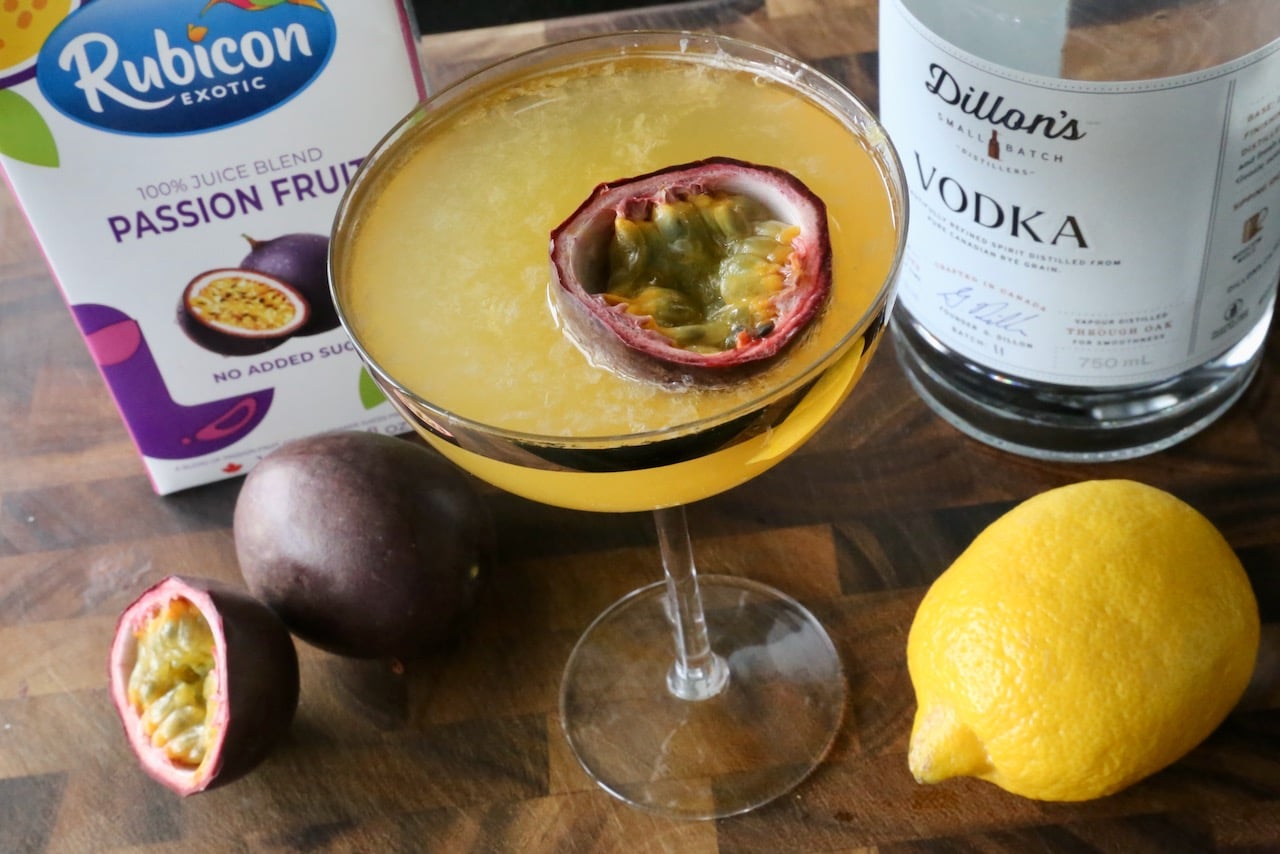 This easy Passion Fruit Martini is made with premium vodka.
