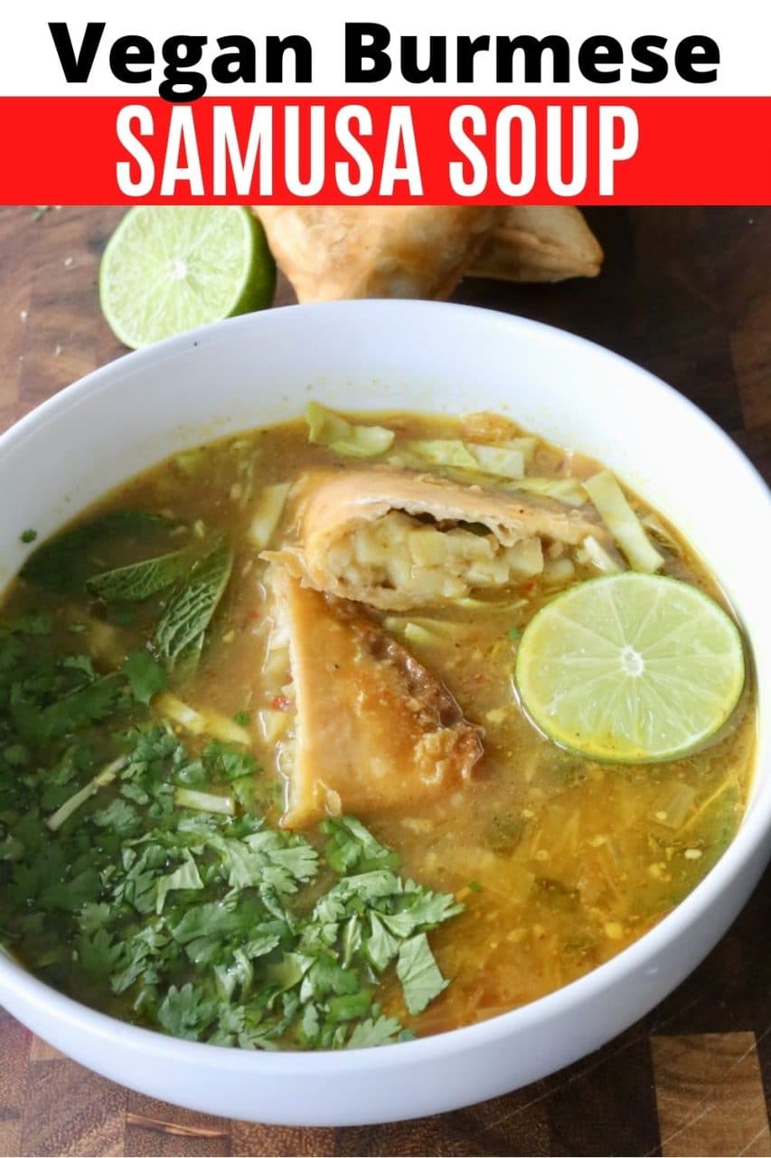 Save our Samusa Burmese Samosa Soup recipe to Pinterest!