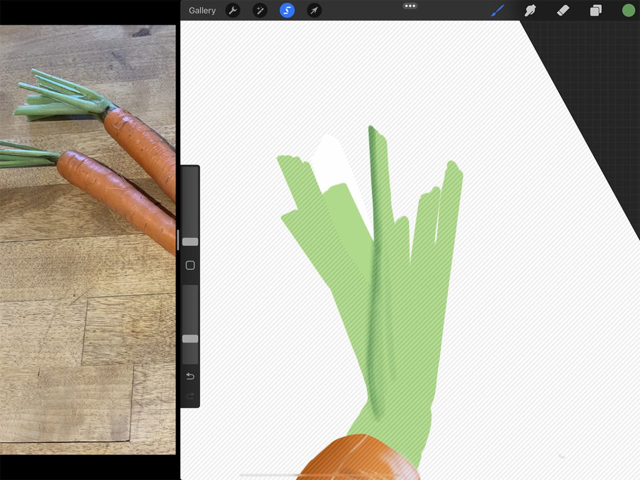 How to Draw Carrots: Drawing with the lasso technique will speed up your process.