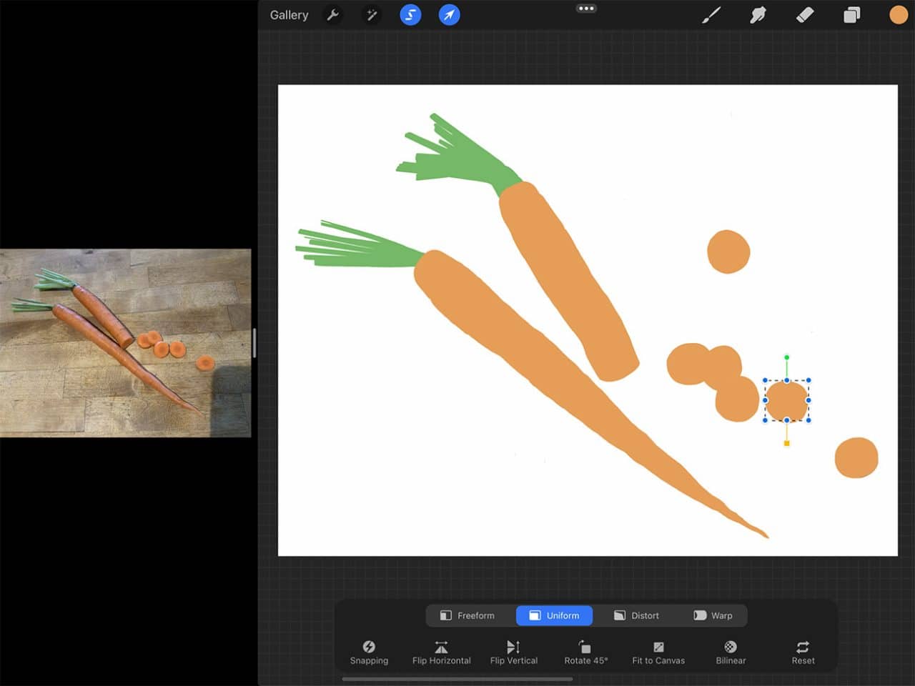 How to Draw Carrots: Procreate makes it easy to edit your drawing.