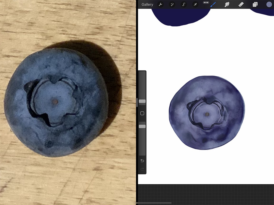 How to Draw Blueberries: Add your finer details on a separate layer.