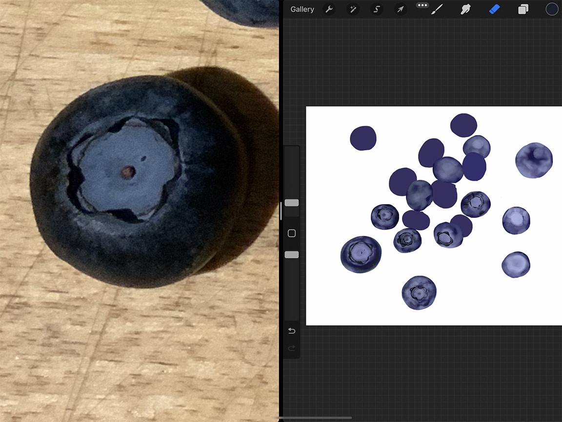How to Draw Blueberries: Once you have your process down for one berry, repeat for the rest!