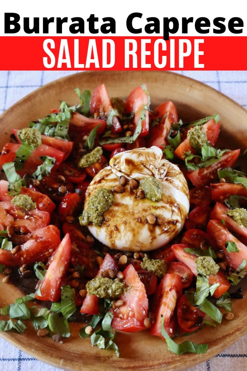 Save our Italian Burrata Caprese Salad recipe to Pinterest!