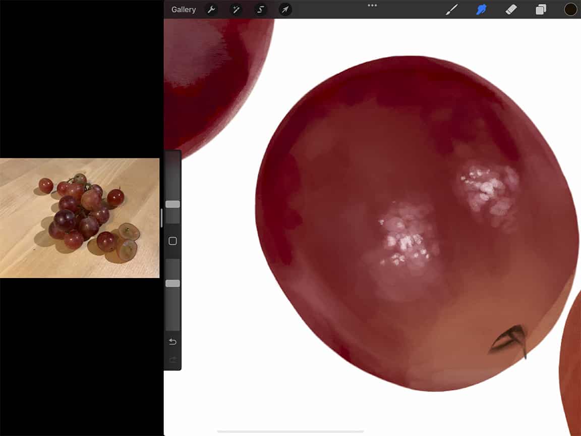 How to Draw A Grape: Add your finer details on a separate layer.