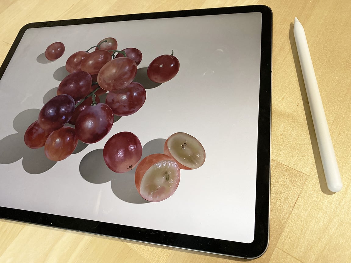 Learning how to draw grapes digitally is easy with Procreate on iPad Pro.