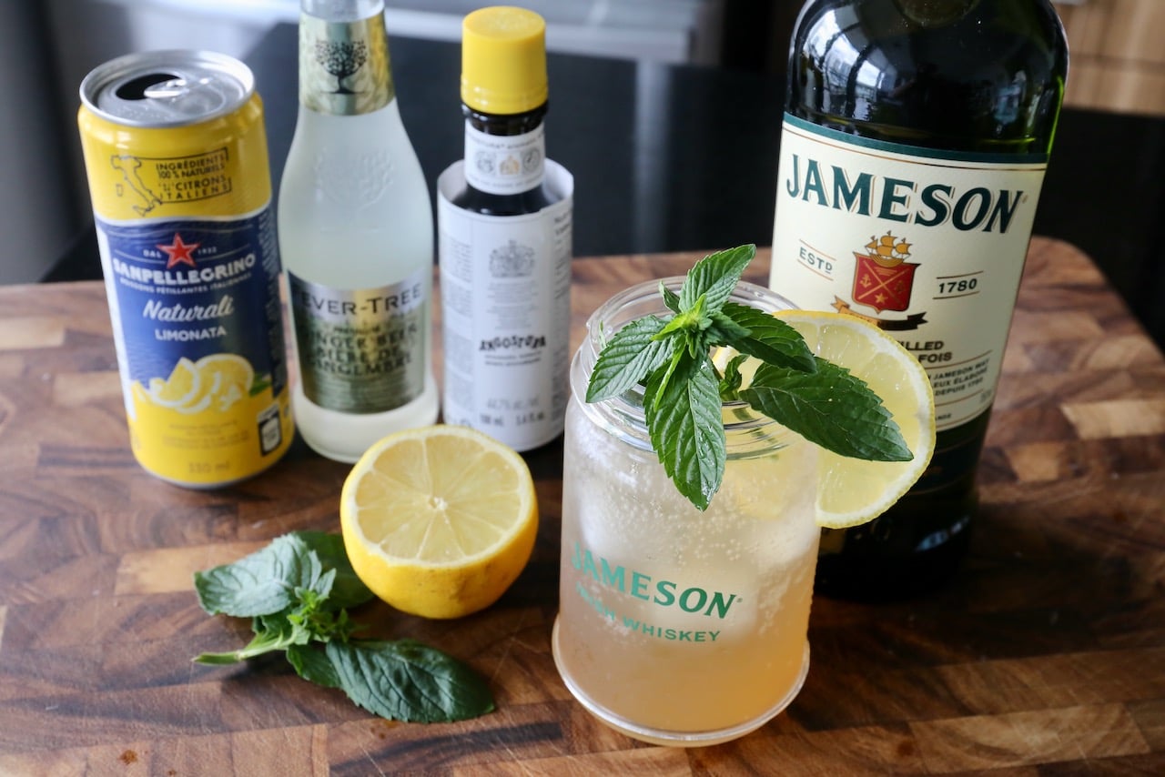 Garnish an Irish Lemonade with a lemon wheel and fresh mint sprig.
