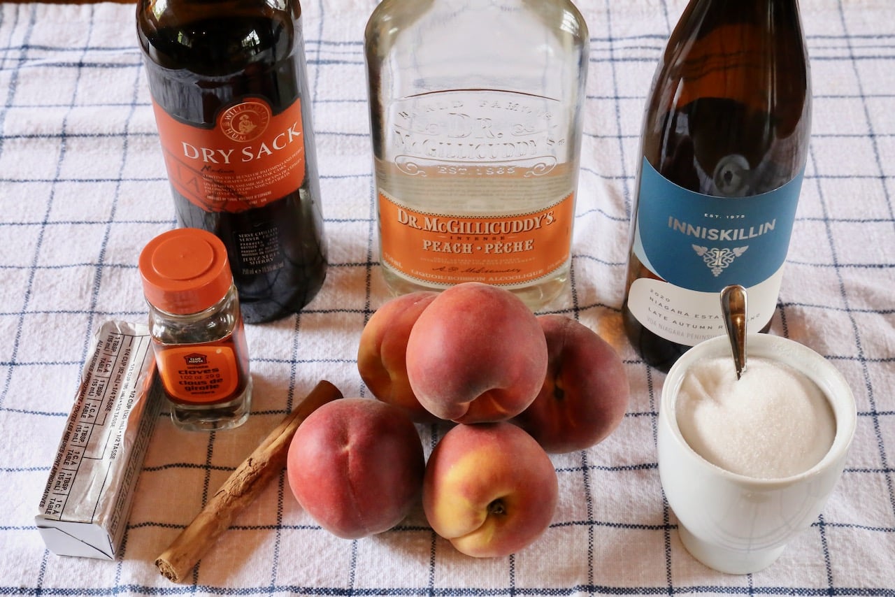 Homemade Peach Compote recipe ingredients.